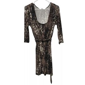 Tart Women's Small Soft Stretch 3/4 Sleeve Brown Midi Dress Stretch Fast Ship